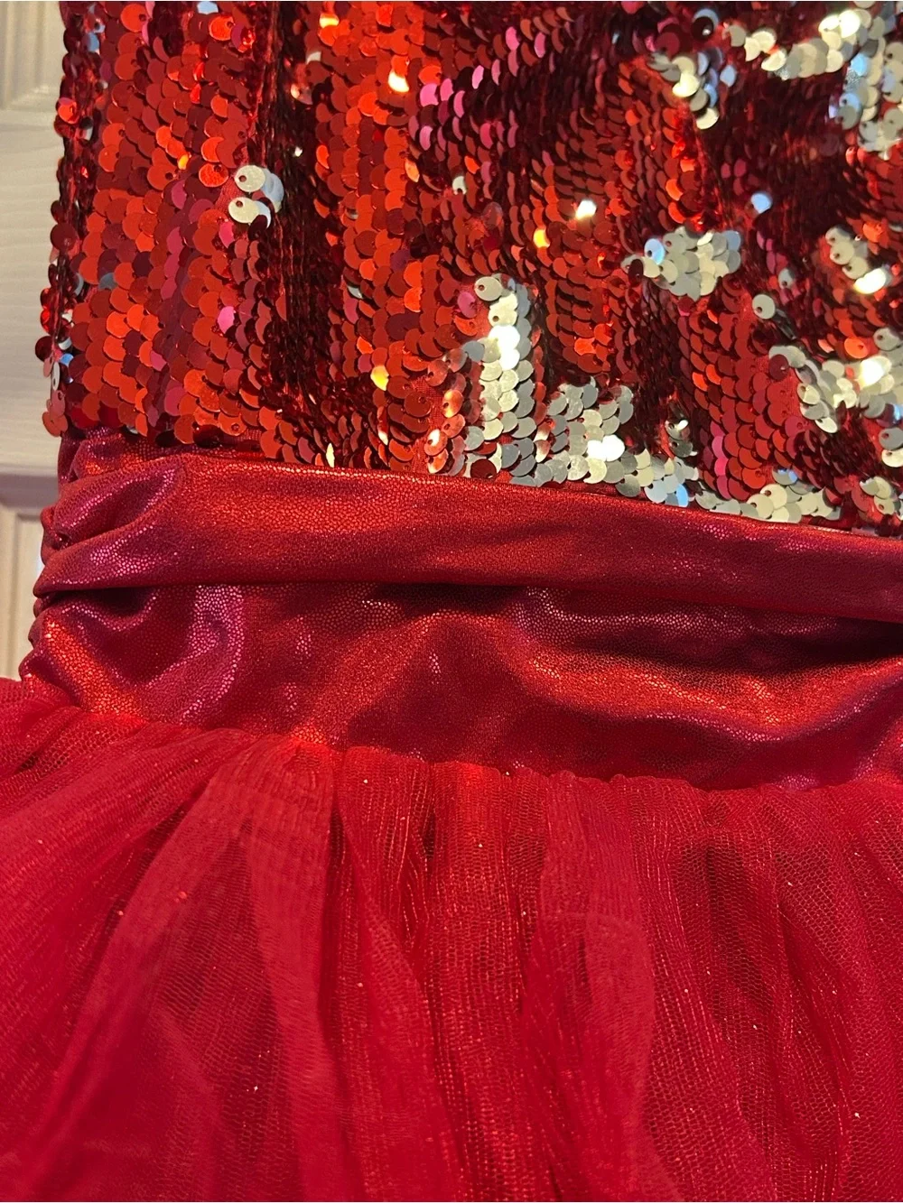Weissman Red Sequin Tutu Dance Dress